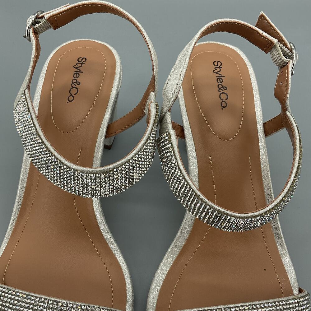 NEW Style & Co Women’s Bonitaa Embellished Slingback Sandals Silver Size 9.5M - Picture 6 of 10